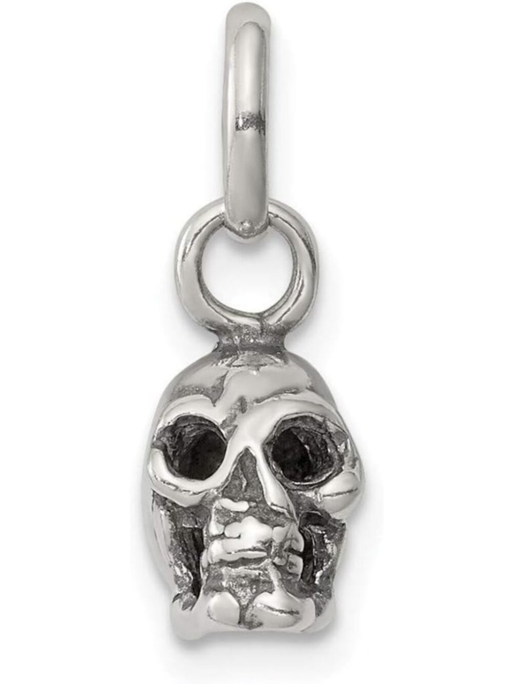 Vintage 925 Sterling Silver Skull Charm Pendant - Antiqued Design, 14mm x 5mm
